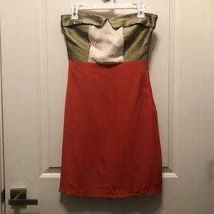 By Smith Bronze Coral Tuxedo Strapless Dress 0 XS